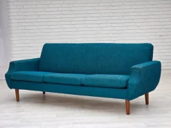 Pamono Vintage Danish Three-Seater Sofa in Wool and Teak, 1970s New