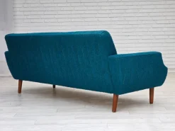 Pamono Vintage Danish Three-Seater Sofa in Wool and Teak, 1970s New