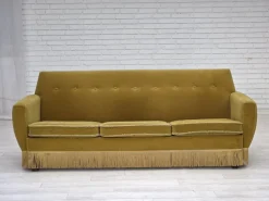 Pamono Vintage Danish Three-Seater Sofa in Light Green Furniture Velour, 1970s Outlet