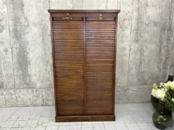 Pamono Vintage Double Tambour Filing Cabinet in Oak, 1920s Discount