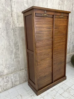 Pamono Vintage Double Tambour Filing Cabinet in Oak, 1920s Discount