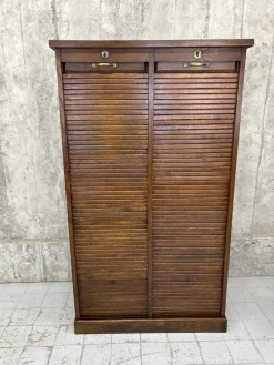 Pamono Vintage Double Tambour Filing Cabinet in Oak, 1920s Discount