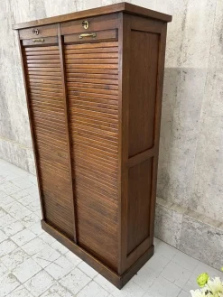 Pamono Vintage Double Tambour Filing Cabinet in Oak, 1920s Discount