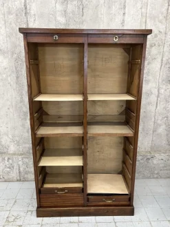 Pamono Vintage Double Tambour Filing Cabinet in Oak, 1920s Discount