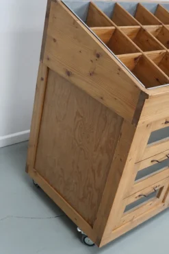 Pamono Vintage Dutch Pine Haberdashery Shop Cabinet with Glass Fronts Clearance