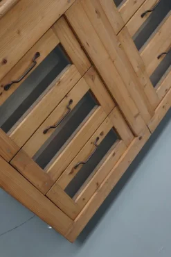 Pamono Vintage Dutch Pine Haberdashery Shop Cabinet with Glass Fronts Clearance