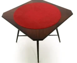 Pamono Vintage Ebonized Beech Game Table with Red Fabric from Chiavari, 1950s Sale