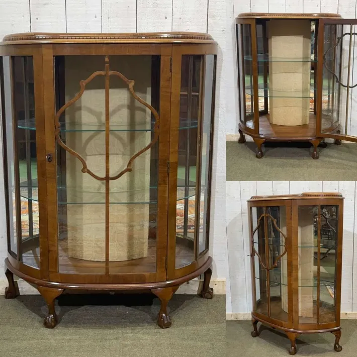 Pamono Vintage English Display Cabinet in Walnut, 1950s New