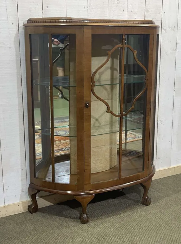 Pamono Vintage English Display Cabinet in Walnut, 1950s New