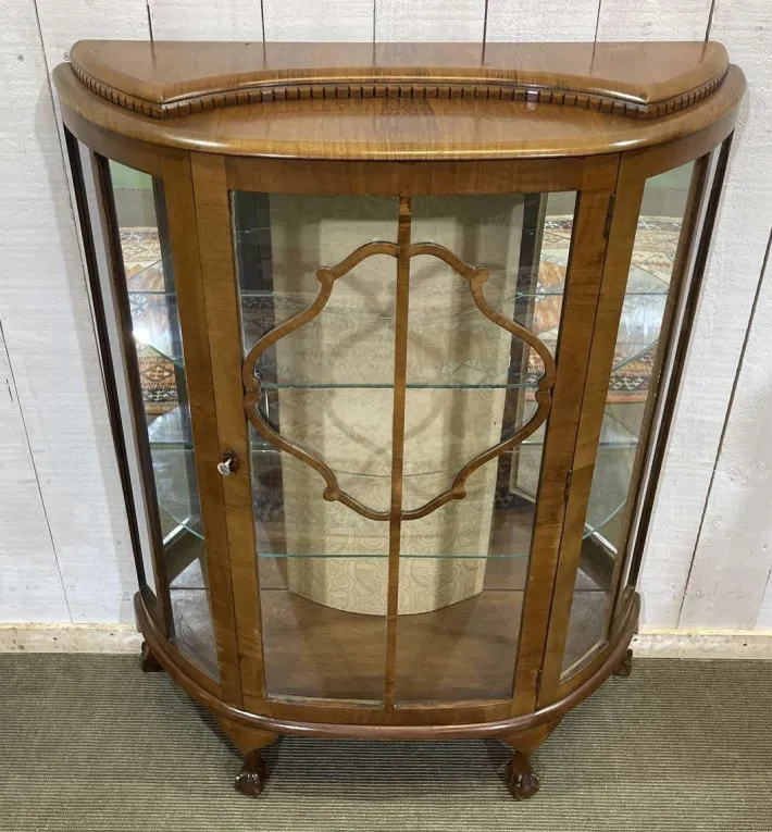 Pamono Vintage English Display Cabinet in Walnut, 1950s New