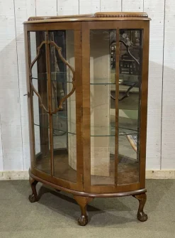 Pamono Vintage English Display Cabinet in Walnut, 1950s New