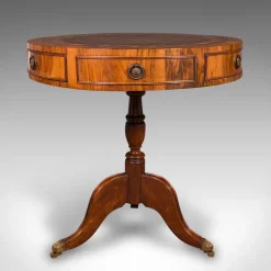 Pamono Vintage English Walnut and Leather Rotary Centre Table, 1970 Sale