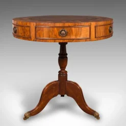 Pamono Vintage English Walnut and Leather Rotary Centre Table, 1970 Sale