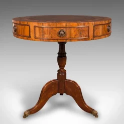 Pamono Vintage English Walnut and Leather Rotary Centre Table, 1970 Sale