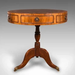 Pamono Vintage English Walnut and Leather Rotary Centre Table, 1970 Sale