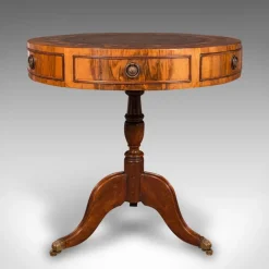Pamono Vintage English Walnut and Leather Rotary Centre Table, 1970 Sale