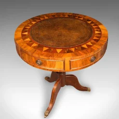 Pamono Vintage English Walnut and Leather Rotary Centre Table, 1970 Sale
