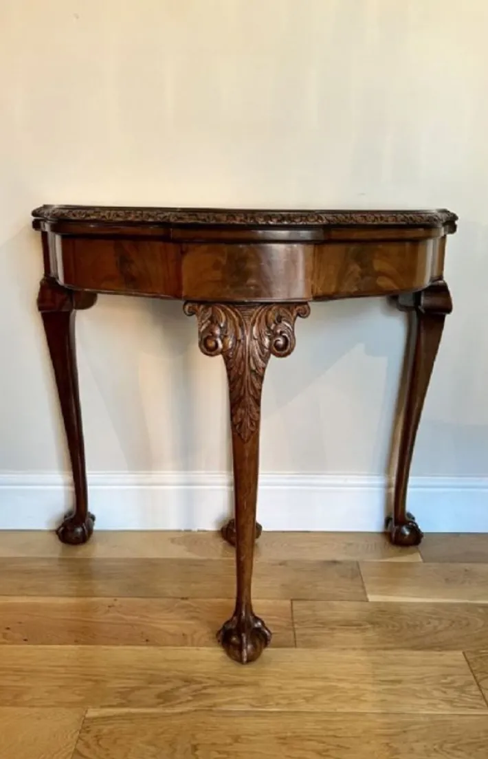 Pamono Vintage Figured Walnut Card Table, 1920 Best