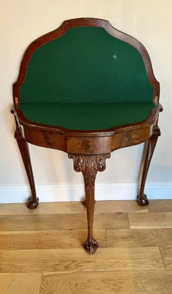 Pamono Vintage Figured Walnut Card Table, 1920 Best