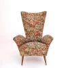 Pamono Vintage Floral Fabric Children's Armchair with Wooden Legs, Italy, 1950s