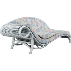 Pamono Vintage Floral Rattan Daybed by Flechtatelier Schütz, 1980s Hot