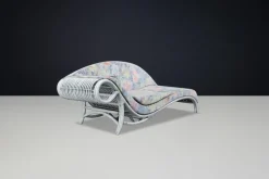 Pamono Vintage Floral Rattan Daybed by Flechtatelier Schütz, 1980s Hot