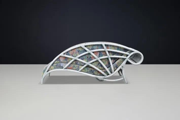 Pamono Vintage Floral Rattan Daybed by Flechtatelier Schütz, 1980s Hot