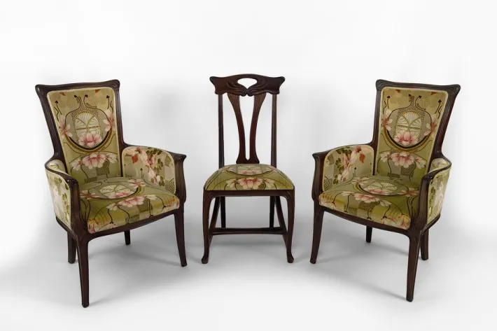 Pamono Vintage French Art Nouveau Salon Set by Eugéne Gaillard, 1900, Set of 3 Hot