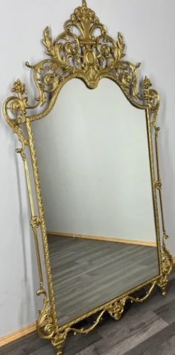 Pamono Vintage French Brass Console Table with Marble Top and Mirror, Set of 2 Hot