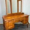 Pamono Vintage French Dressing Table with Mirror in Oak Sale