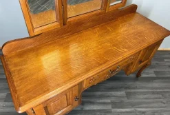 Pamono Vintage French Dressing Table with Mirror in Oak Sale