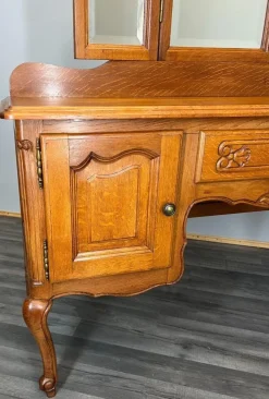 Pamono Vintage French Dressing Table with Mirror in Oak Sale