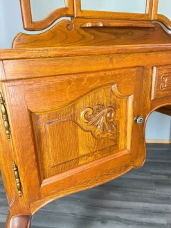 Pamono Vintage French Dressing Table with Mirror in Oak Outlet