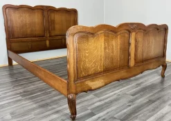 Pamono Vintage French Louis XVI Style Double Carved Bed in Oak Sale