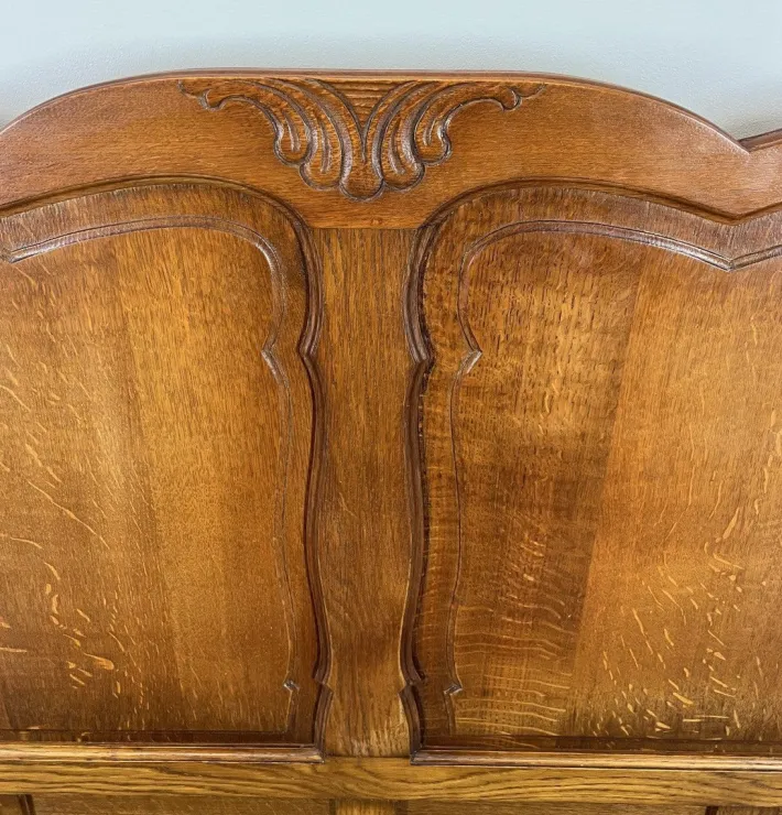 Pamono Vintage French Louis XVI Style Double Carved Bed in Oak Sale