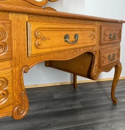 Pamono Vintage French Oak Dressing Table with Mirror Sale