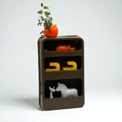 Pamono Vintage French Plastra Wall Shelves in Brown Plastic by Jean-Lin Viaud for Prisunic, 1970s