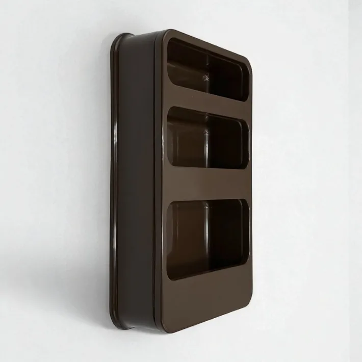 Pamono Vintage French Plastra Wall Shelves in Brown Plastic by Jean-Lin Viaud for Prisunic, 1970s