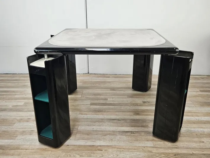 Pamono Vintage Game Table in Grey Fabric attributed to Pierluigi Molinari for Pozzi Milano, 1970s Outlet