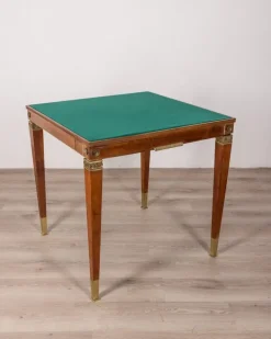 Pamono Vintage Game Table in Wood and Golden Brass Italian Design, 1940s