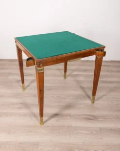 Pamono Vintage Game Table in Wood and Golden Brass Italian Design, 1940s