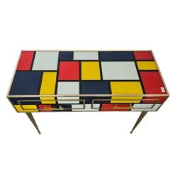 Pamono Vintage Glass Console with Two Drawers, 1980s Discount