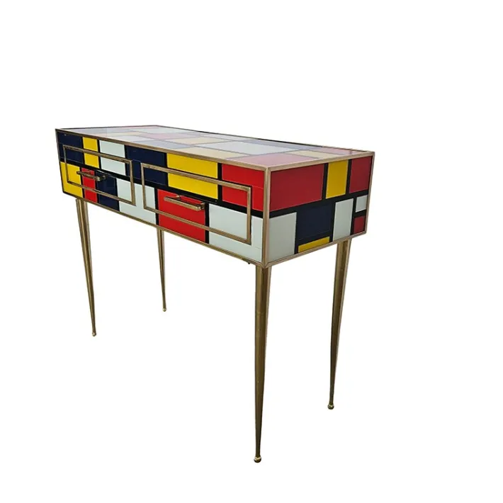 Pamono Vintage Glass Console with Two Drawers, 1980s Discount