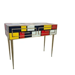 Pamono Vintage Glass Console with Two Drawers, 1980s Discount