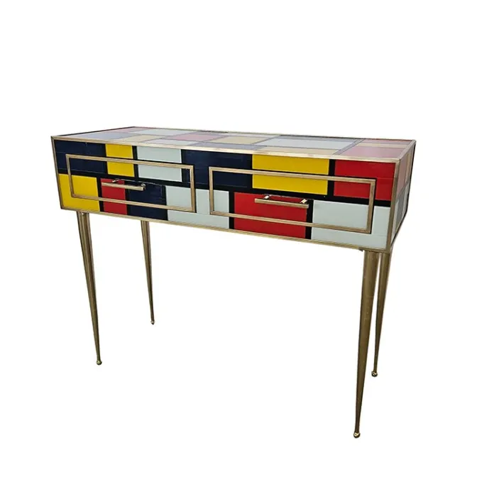 Pamono Vintage Glass Console with Two Drawers, 1980s Discount
