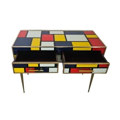 Pamono Vintage Glass Console with Two Drawers, 1980s Discount