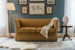 Pamono Vintage Green and Yellow Velvet Knole Sofa, 1950s Sale