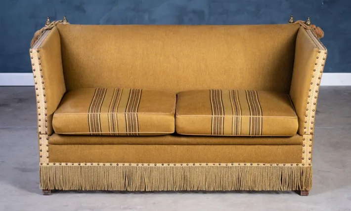 Pamono Vintage Green and Yellow Velvet Knole Sofa, 1950s Sale