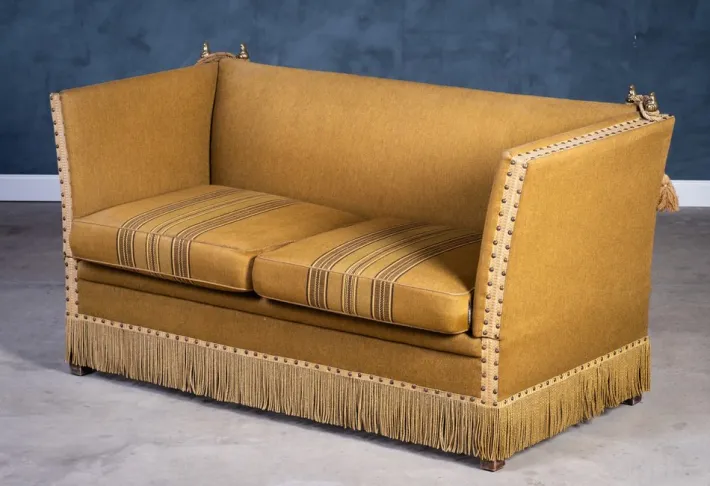 Pamono Vintage Green and Yellow Velvet Knole Sofa, 1950s Sale