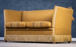 Pamono Vintage Green and Yellow Velvet Knole Sofa, 1950s Sale